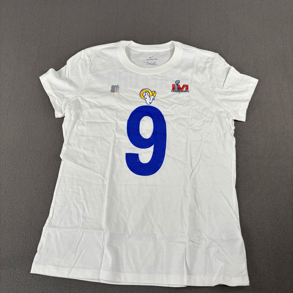 Nike Los Angeles Rams Super Bowl LVI Stafford Shirt Womens Size L White Tee